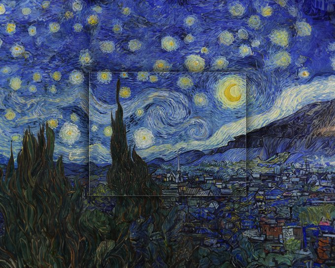 AI stretched starry night